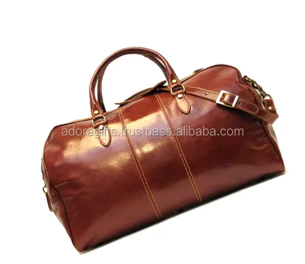 Coleções clássicas de 2023 Saco De Viagem De Couro/Brown Cor Couro Travel Bag / Duffel Travel Bag