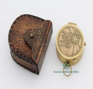 J.R.R. <strong>Tolkien</strong> Inspired Brass Compass Engraved &quot;All Is Gold...&quot; With Leather Case for Navigation for Hiking and Camping - Product Image 1