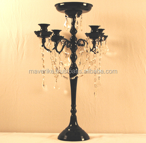 最新黑色装饰5臂烛台桌面婚礼晚宴装饰地板烛台中心 - Product Image 4