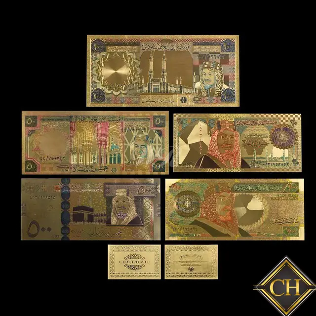 2018 collettivo regalo Arabia Saudita Rial Banconote In Oro Set