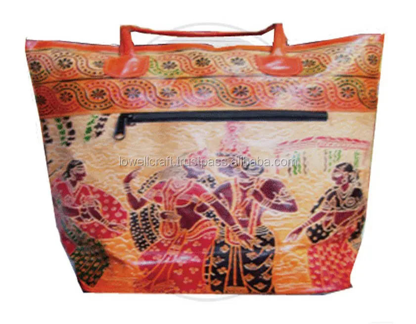 Индийская ручная работа Этническая Shantiniketan кожаная сумка-тоут