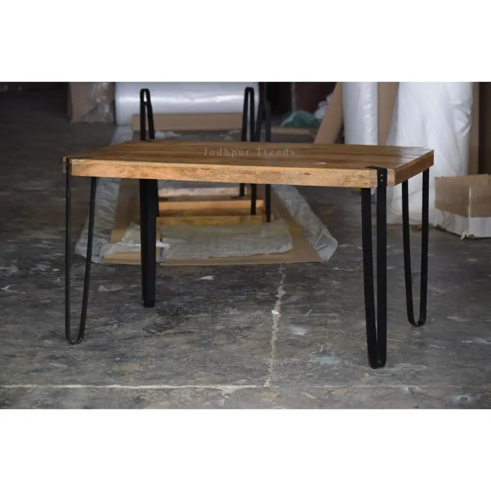 Industrial & vintage ferro metallo e legno massello Fine Lungo tavolo da pranzo