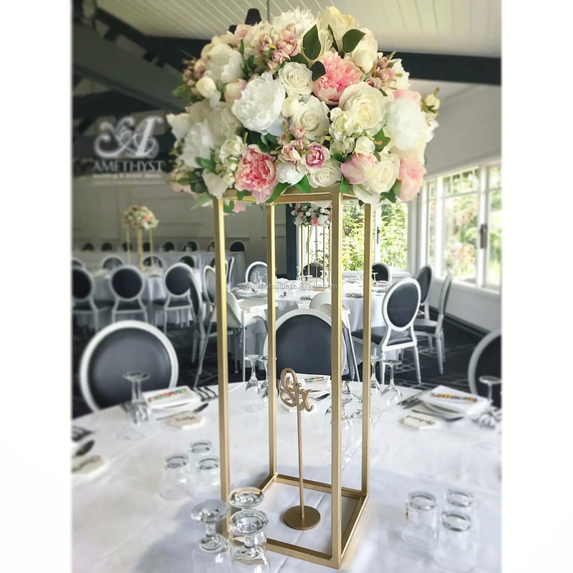 Gold Metall Blumen ständer für Hochzeit Tisch dekoration Rechteckige Hochzeit Blumen ständer für Blumen arrangement Dekoration Blume