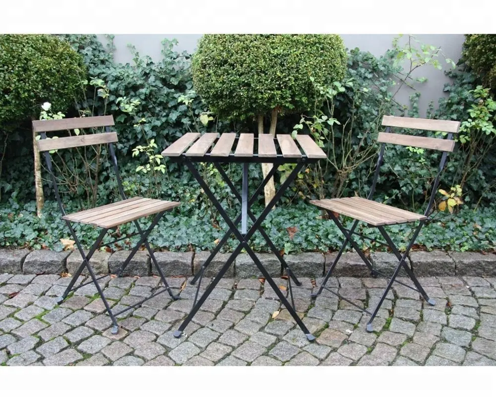 Meubles de jardin extérieur/Patio Table et chaise en bois d'acacia ensemble de bistrot prix usine ensemble de bistrot vietnamien tarno