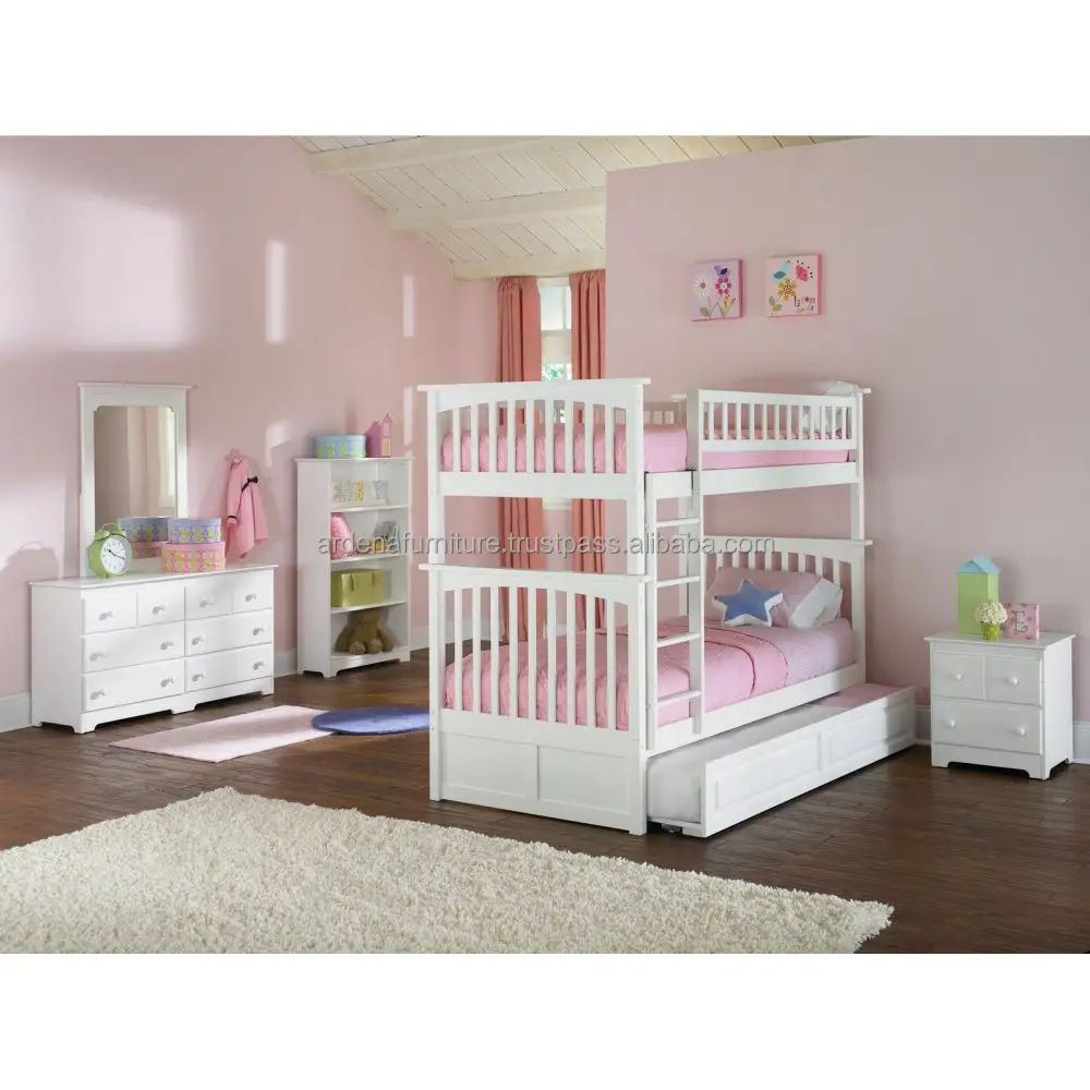 Conjunto de cama moderno infantil, beliche infantil com escada, mobília padrão moderna e contemporânea, cama dupla para crianças
