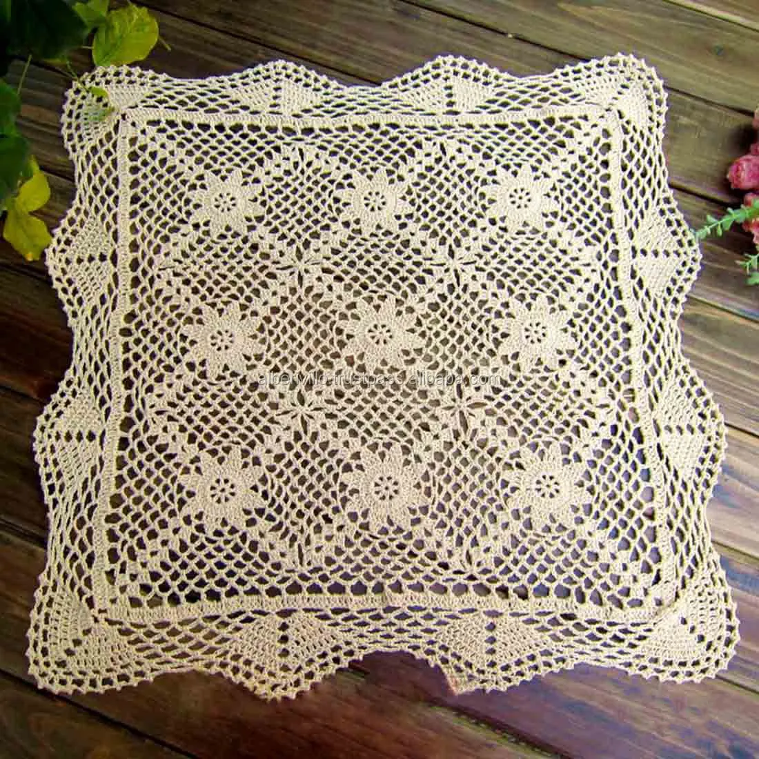 Alta Qualidade Net Coaster Algodão Handmade Crochet Square Mat Table Mat Dinner Mats Decoração de mesa da Índia