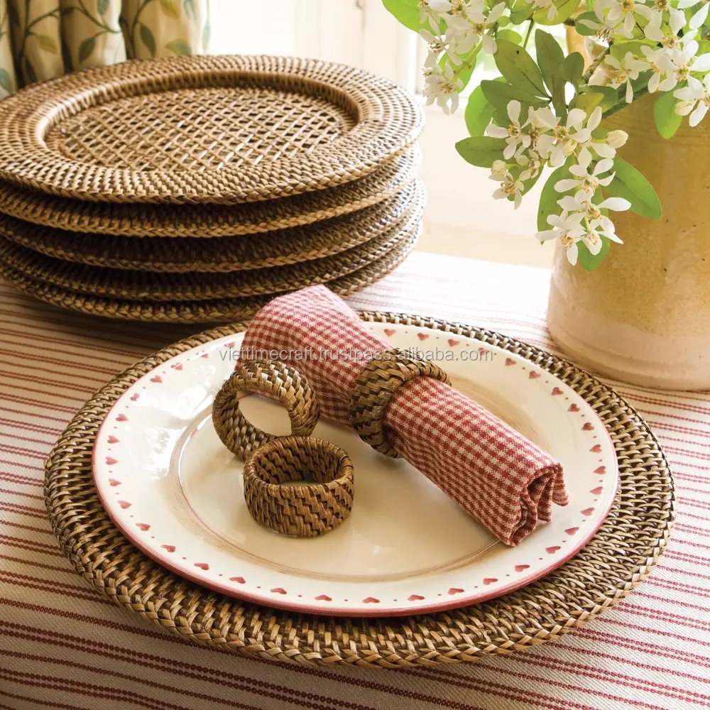 Rattan Charger Round Platemat Sets Dinnerware For Serving Food/Home Decor Customized Wholesale