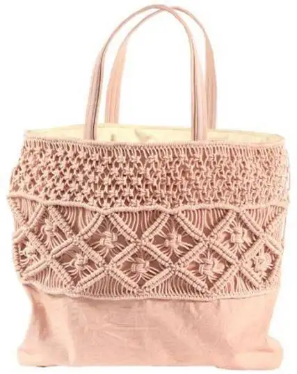 Bolso de hombro de paja de macramé para playa, tejido de rafia con cordón, hecho a mano, para verano