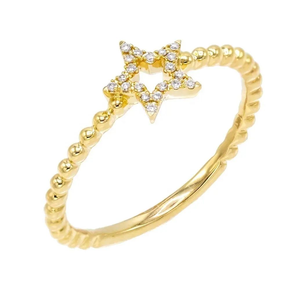 Bruiloft Sieraden Factory Custom Sieraden Micro Cz Open Star Ring Zilver 925