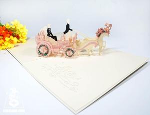 Partecipazione di Nozze con Carrozza Nuziale Pop-Up 3D, Design Personalizzato Artigianale con Intricato Taglio Laser - Product Image 5
