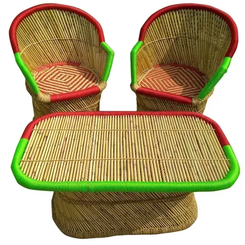Conjuntos de cana/bambu ecológicos para jardim, mesas e cadeiras de jardim/casa de campo, design moderno, mobília para exterior, 2024, 2024, ideal para uso ao ar livre