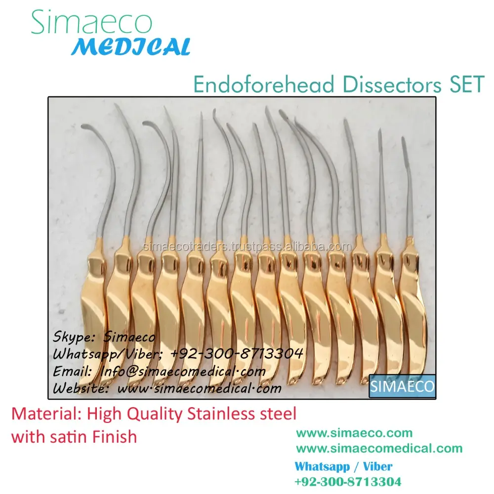 Endoforehead Dissectors SET Placcato Oro, Strumenti di Chirurgia Plastica