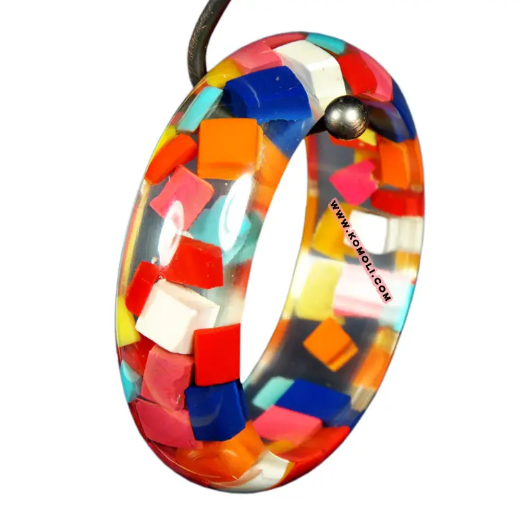 Trong Suốt Tuty Fruity Lucite Resin Bangle Trang Sức Acrylic Cuff Bracelet