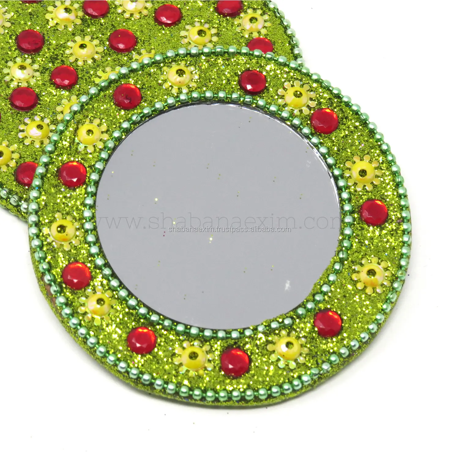 Round Travel Mirror Fashionable Cosmetic Indian Handmade Lac Mirror