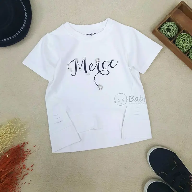 Camisetas estampadas y con abalorios para niñas pequeñas