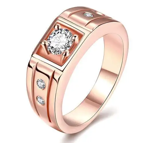 Bella Mens Usura 0.40TCW Reale Anello di Diamante Rotondo In 14K Oro Rosa