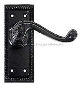 <strong>OMG</strong> Industries Cast Iron Black Lever Lock on Plate Door Handle