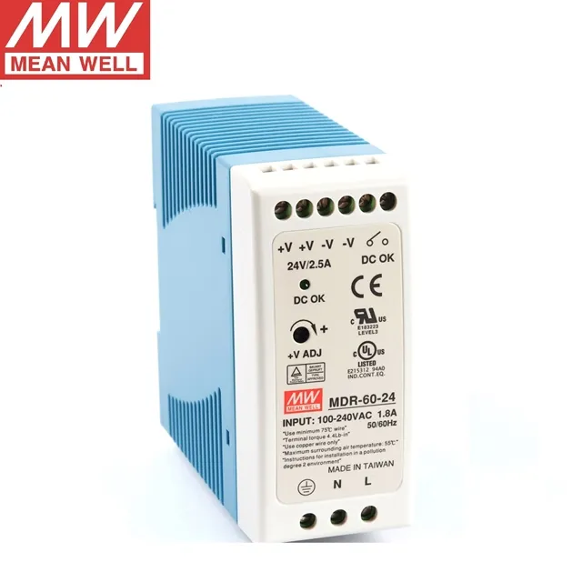 MDR-60-24 Single Output Taiwan Mean Well 60W 24V industrial din rail power supply