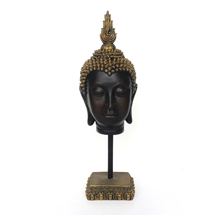 Sculpture de statue de tête de bouddha en résine personnalisée pour la décoration de la maison