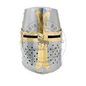 Templar Brass Crusader Helmet Knights Helmet | Wearable for Adult | Medieval Costumes Original Indian Manufacture - Product Image 1
