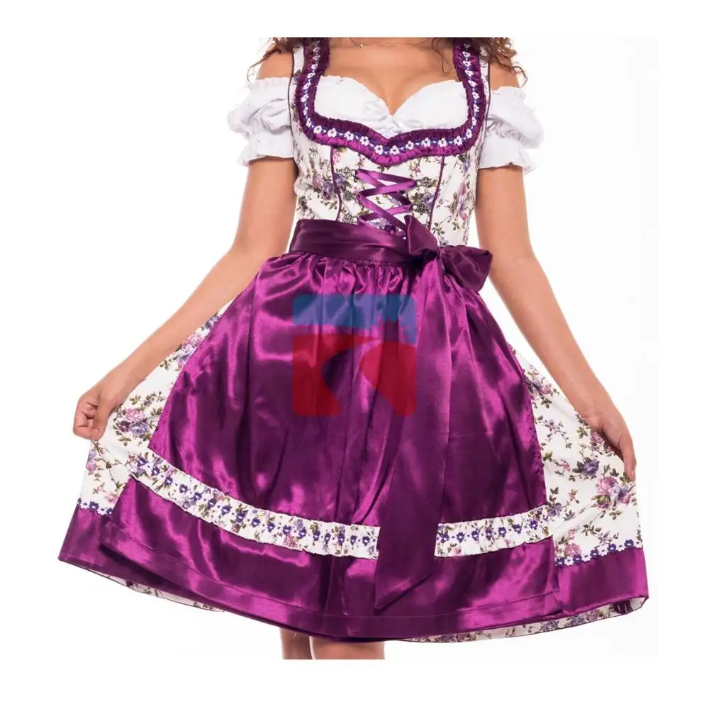 Dirndl robe allemande OKTOBERFEST 70s Mini manches bouffantes florales Folk 1970s paysan Octoberfest Costume (bavière robe traditionnelle)