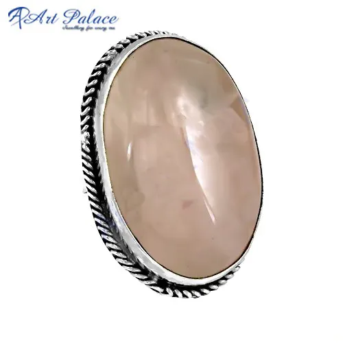 Adorable Rose Quartz Pear Ring Art Statement Delicate Stacking 925 Sterling Silver Ring For Wedding Favor