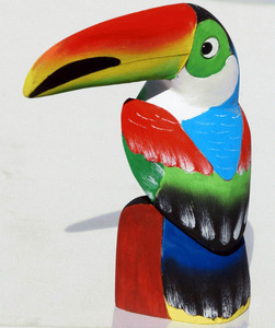 Renkli Toucans oyma Balsa ahşap tropikal kuş oymalar ev yapımı dekor, sanat ve el sanatları ekvador
