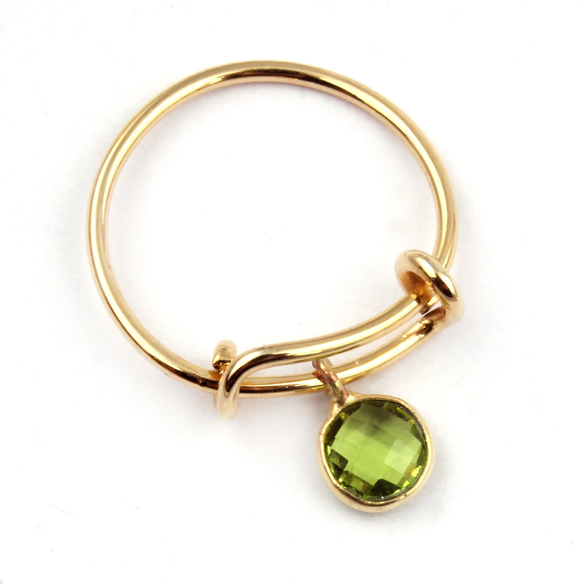Fornitore all'ingrosso indiano checker cut peridoto quartz bezel setting ring ottone placcato oro impilabile anello regolabile per donna