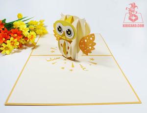 כרטיס בעלי חיים בסגנון חדש אישית 3D חיתוך ינשוף לייזר חיתוך ינשוף כרטיס יד בחירה מושלמת עבור פסטיבל