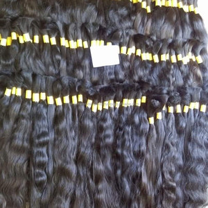 100% doğal işlenmemiş insan saçı uzantıları hint Remy toplu ipeksi düz dalga işlenmemiş insan saçı toplu - Product Image 1
