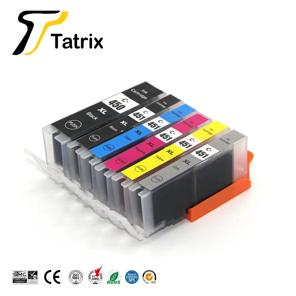 Tatrix 450 PGI-450 PGI450 451 CLI-451 CLI451 قسط لون طابعة متوافقة خرطوشة حبر لكانون PIXMA IP7240 IX6840