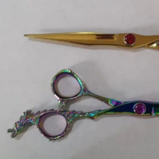 Golden And Rainbow Dragon Dog Grooming Shears Set 7.5&quot;'