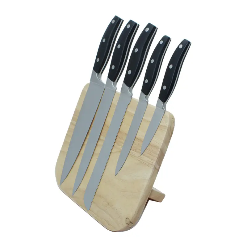 Ensemble de couteaux écologiques en acier inoxydable, ensemble de 5 pièces avec support, offre spéciale