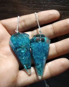 Yüksek kalite mavi taş Orgone sarkaç boyalı aemf veya EMF koruma kristal top tema için çakra taşı - Product Image 1