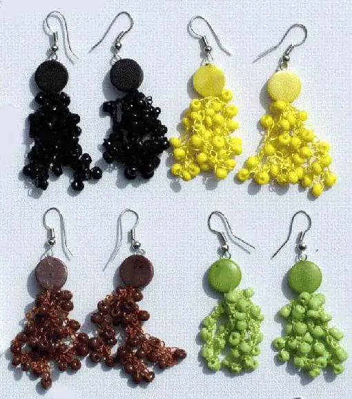 Tagua Bead Earrings with Color Pearls Round Cheap Tribal Handmade Fashion Jewelry