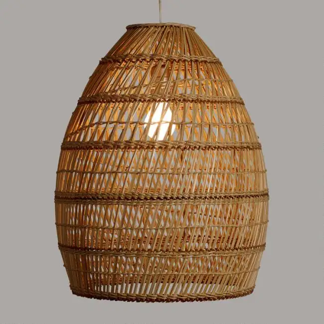 Ev dekor ürünleri avize kolye ışık el yapımı bambu hasır avize aydınlatmalar kapalı tavan asılı abajur şapkası