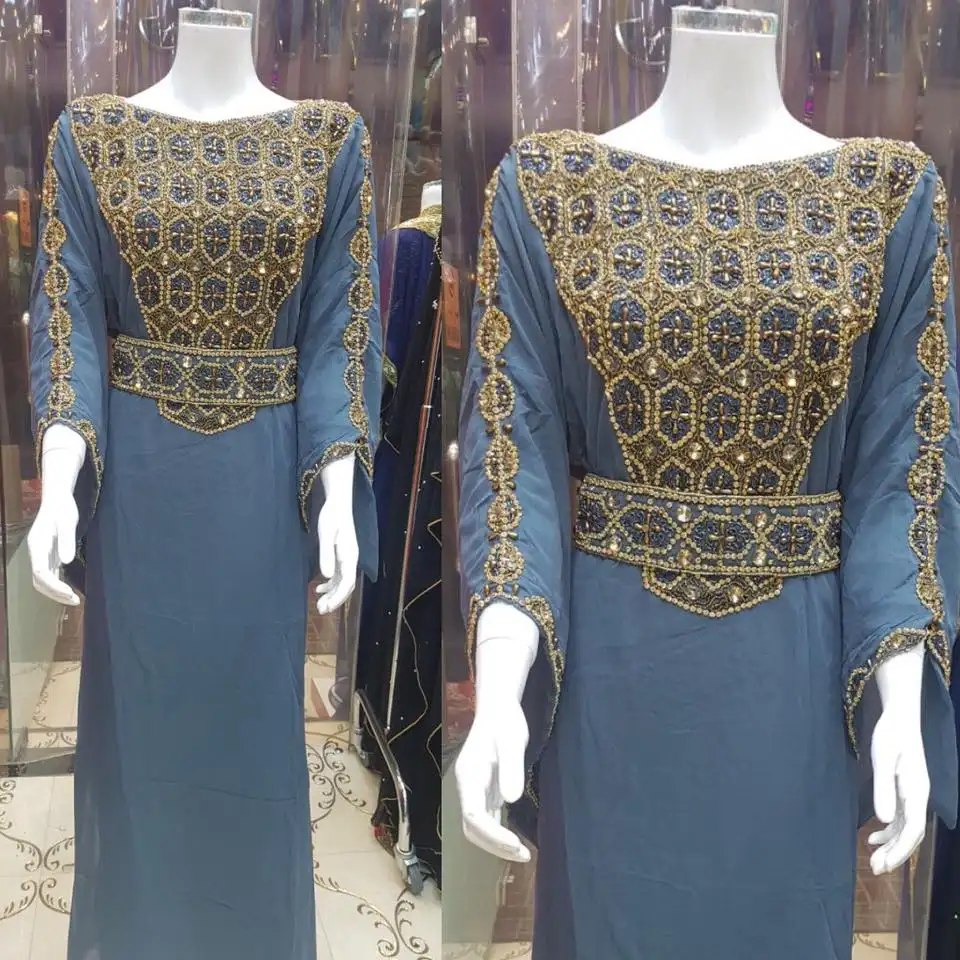 Abaya — tissu Georgette perlée pour femme, tenue de mariage islamique, kaftan à manches longues, vente en gros, de styliste arabe, de dubaï,