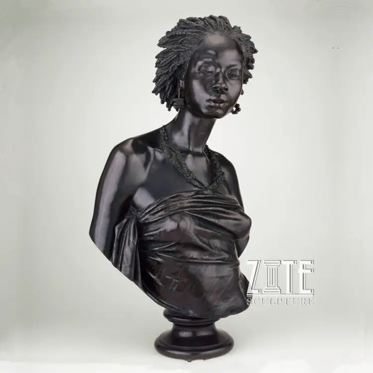 Popular diseño famoso busto de bronce negro chica estatua