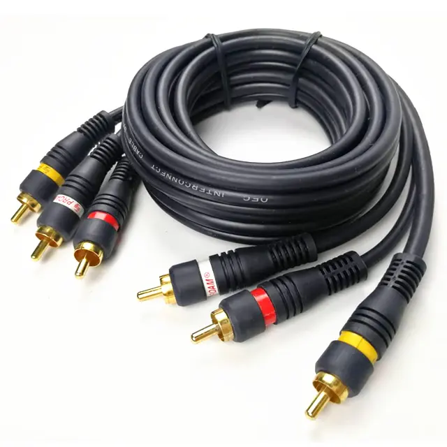 High quality coaxial 3rca to 3rca male 5 m audio video cable