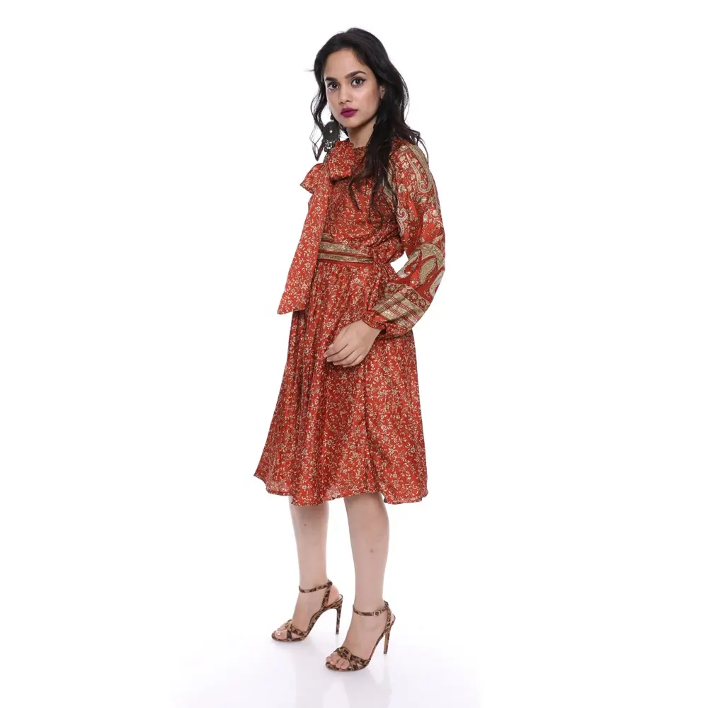 Gaun Maxi Bungkus Bunga Elegan Modis untuk Remaja