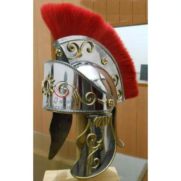 Casco de armadura romana del caballero Medieval con Plume rojo, traje de armadura de guerrero de guerra para Halloween