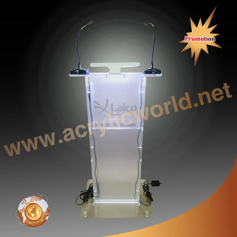 Pulpit acrílico transparente personalizado, barato para igreja/estande da igreja podio