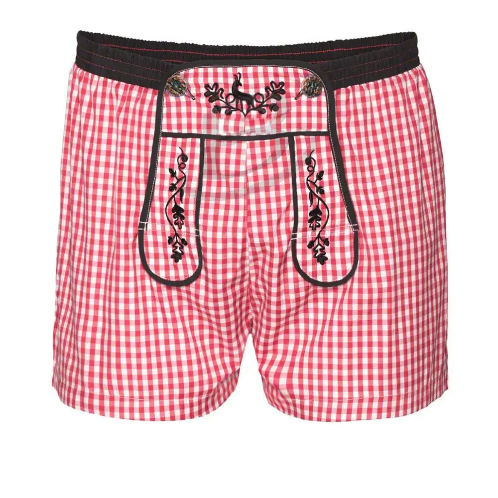 Tecido de algodão Rosa Verificado Trachten Bávaro Personalizado roupa interior para Homens (Oktoberfest Vestuário)