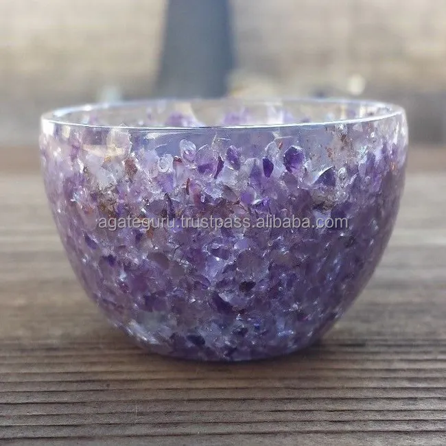 Cuencos de amatista orgona, tamaño de 3 pulgadas, fabricante al por mayor, cristal para curación de Reiki y piedra curativa de cristal