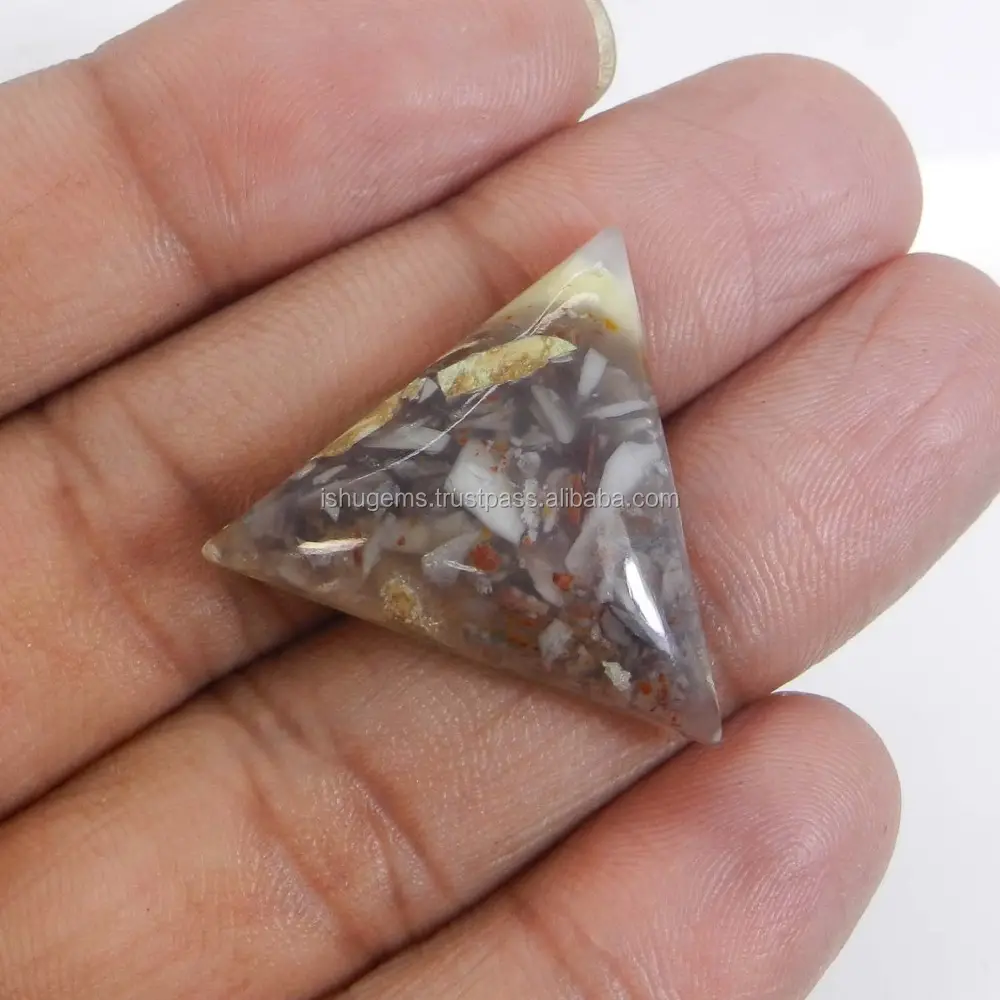 Brecciated Mookaite 28x24mm Triangle Cabochon 24.60 Cts Loose Gemstone Making For Jewelry