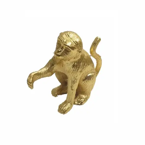 Moderna scultura in metallo animale figurina di Gorilla decorativo in metallo statua placcato oro scimmia per la decorazione della casa