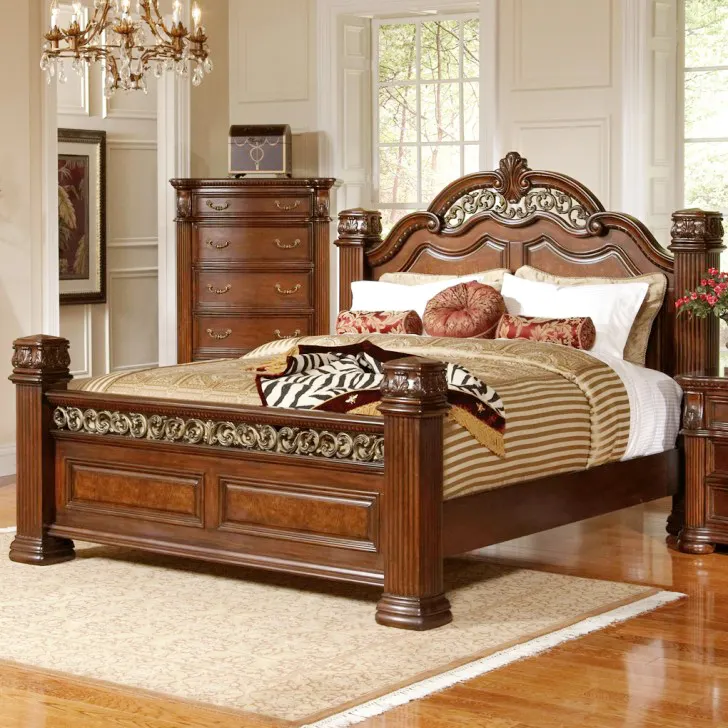 Alta Qualidade Rose Wood Cama De Madeira King Size Para Casa Móveis De Quarto De Madeira Cama Sólida Confortável para apartamento em casa