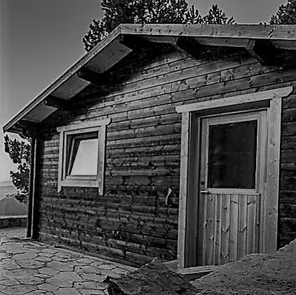 Piccolo prefabbricata casa in legno/casa prefabbricata log cabine "Duplex UN" cottage duplex 44 millimetri della parete, piano imballato mobile