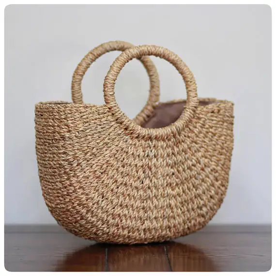 Latest products beach straw bag handmade crafts straw bags tote summer beach