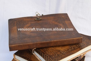 <strong>Celtic</strong> Flying Dragon Embossed Custom Handmade Genuine Leather Journal Hard Cover Notebook Blank White Pages Antique Brass C-Lock - Product Image 4